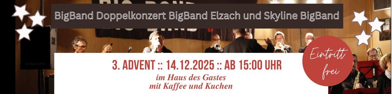 Doppelkonzert BigBand Elzach und Skyline BigBand am 14.12.2025 im Haus des Gastes